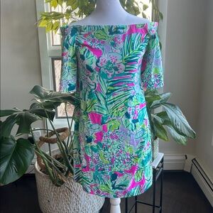 Lily Pulitzer Fawcett off the shoulder dress comfort fit S